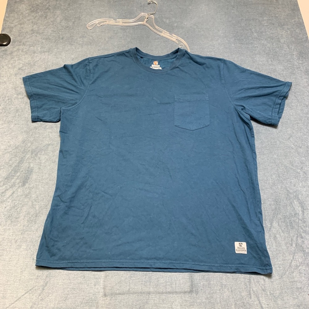 Rugged Elements T-Shirt Mens 2XL Blue Cotton Crew Neck Short Sleeve Chest Pocket